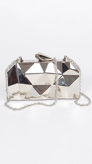 Get Your Trend On Metallic Silver Asymmetrical Clutch