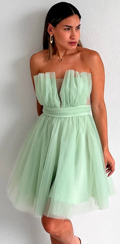 Charming Glamour Mint Tulle Mini Dress