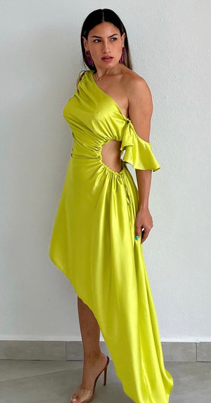 Chic Sensibility Satin Asymmetrical Dress