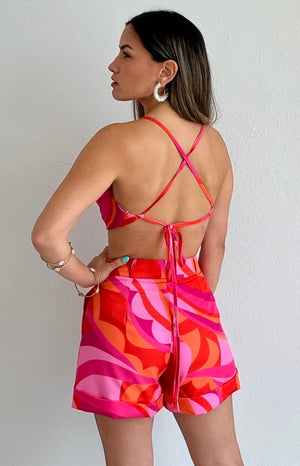 Friendship Bright Pink Print Shorts Two-Piece Set