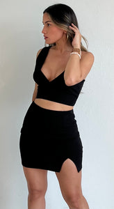 I'm with You Black Mini Skirt Two-Piece Set