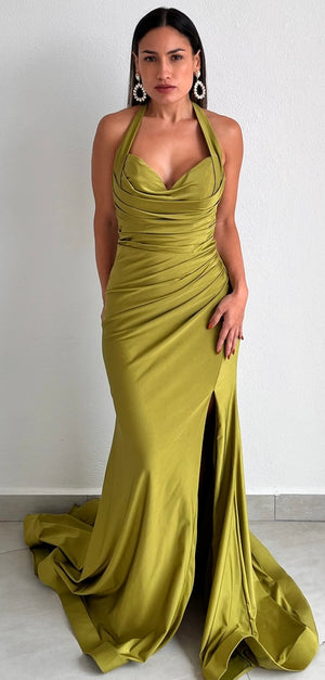 Inspiring Look Greenery Halter Formal Gown