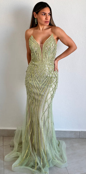 Feeling Like a Queen in Green Crystals Formal Gown