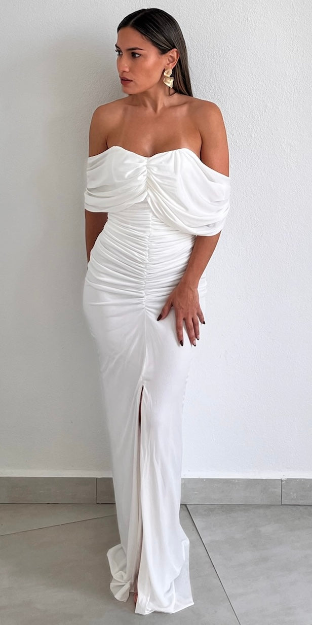 Sophisticated Angel White Mesh Long Dress