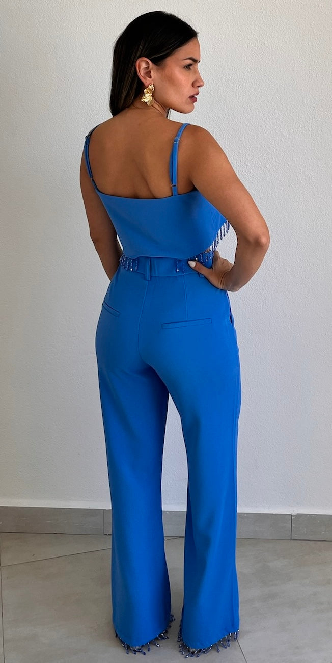 Fringes & Beads Vibes Blue Two-Piece Set