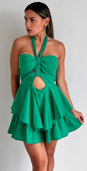 Flawless Days Green Halter Romper