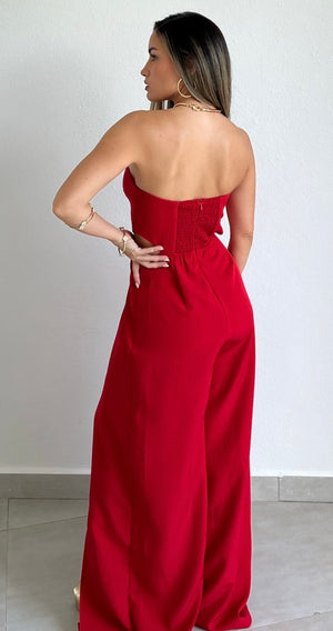 Officially Perfect Red Halter Jumpsuit