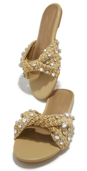 Cabana Vibes Raffia & Rhinestones Sandals