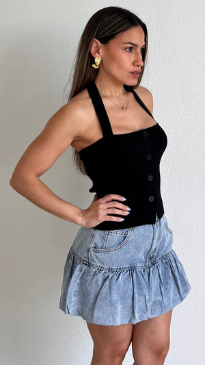 Coquette On Denim Bubble Skirt