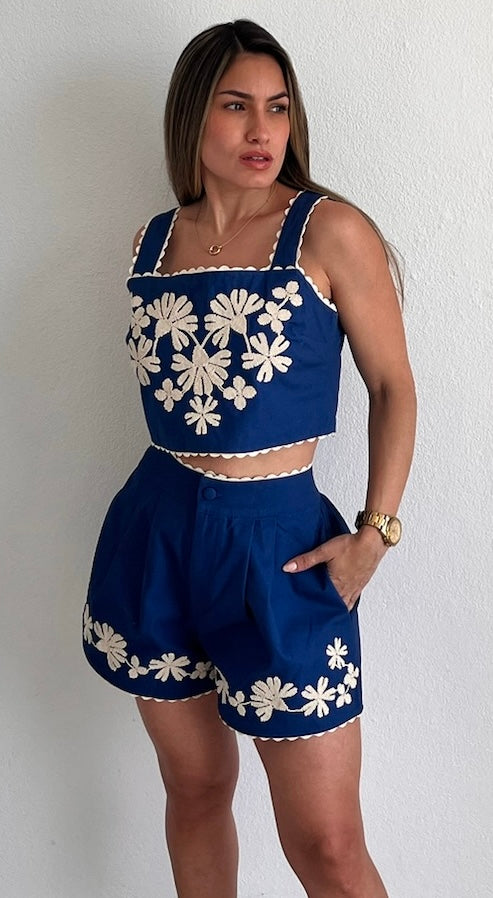 Greece Style Embroidered Two-Piece Set