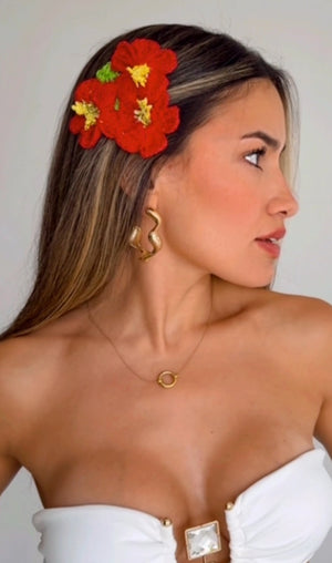 Crochet Three Amapolas Headpiece Clip