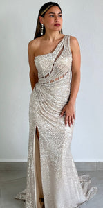 Exquisite Redinement Platinum Sequins Formal Gown