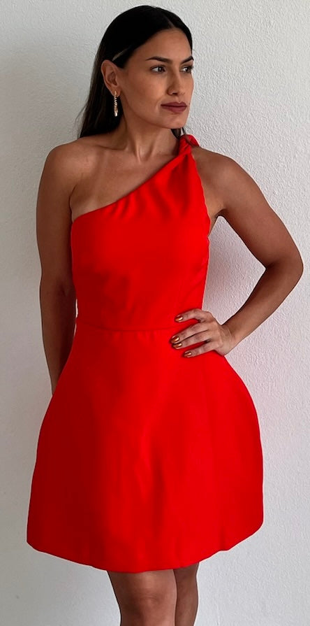 Loveliest Look One-Shoulder Red Fit & Flare Dress