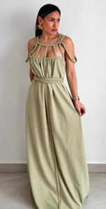 Goddess in Sage and Braids Maxi Dress