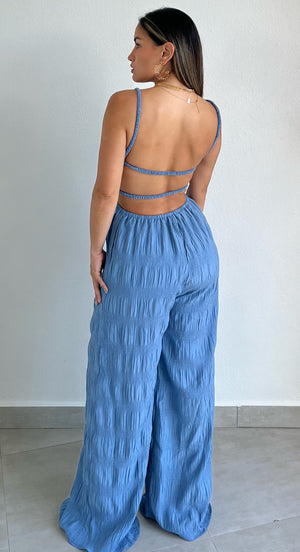 Divine Muse Midnight Blue Cut Out Jumpsuit