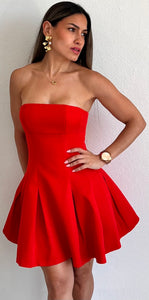 Classy & Fun Red Fit & Flare Dress