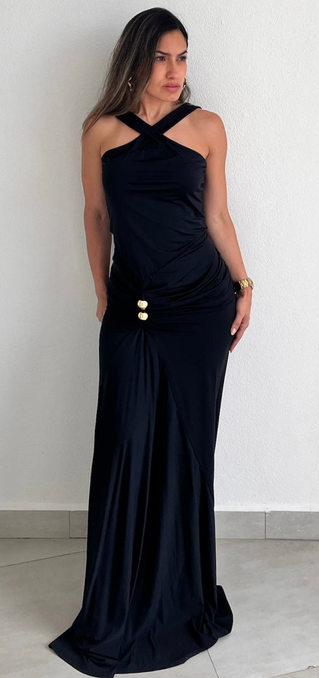 Alluring Temptation Black Long Dress