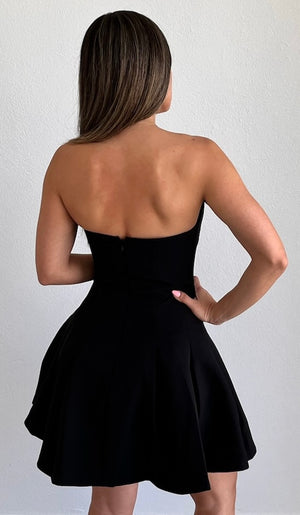 Classy & Fun Black Fit & Flare Dress