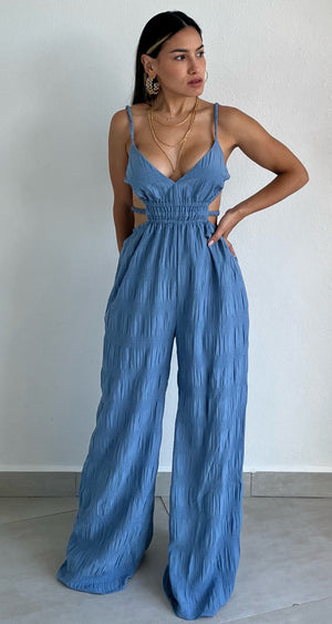 Divine Muse Midnight Blue Cut Out Jumpsuit