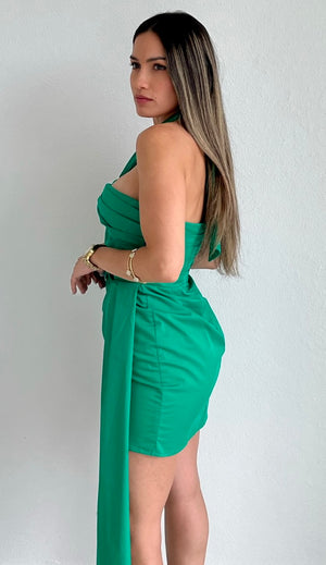 Fun Intentions Green Halter Dress