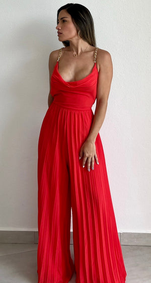 Exceptional Impression Coral & Chains Jumpsuit