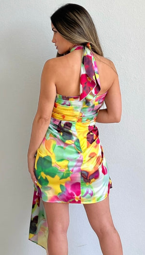 Fun Intentions Print Halter Dress