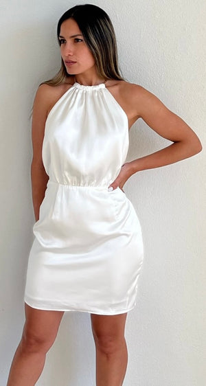 Beyond Classy White Chains & Satin Dress