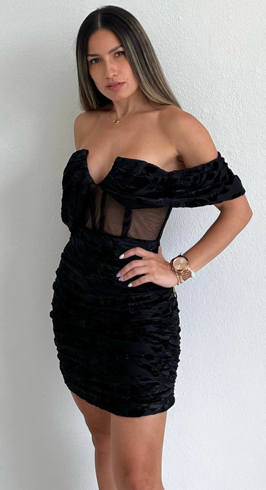 High-Class Hottie Black Corset Dress