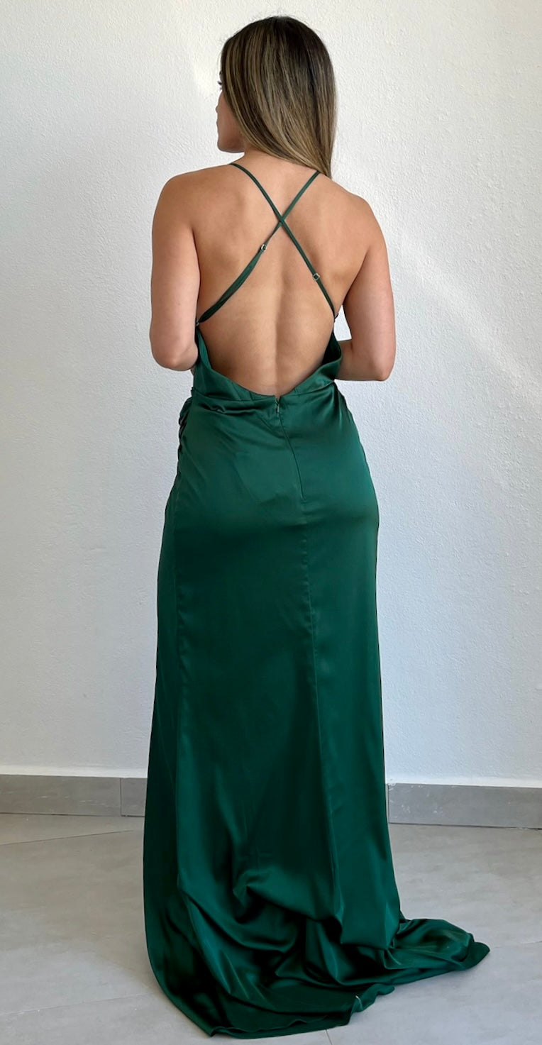 Keeper of My Heart Emerald Satin Formal Gown