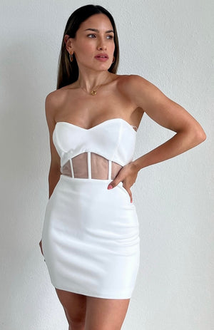 Flirty Inspiration White Bodycon Mini Dress