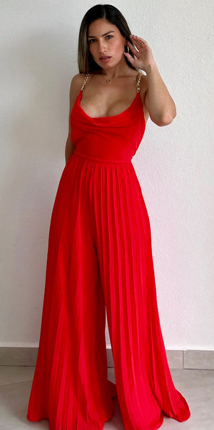 Exceptional Impression Coral & Chains Jumpsuit