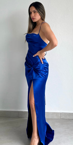 Grand Beauty Royal Blue Satin Formal Dress