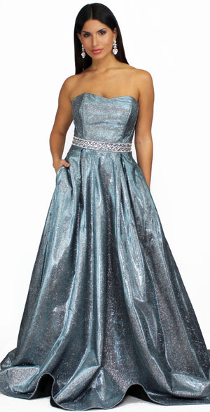 Romantic Tale Blue Glitter Ball Gown