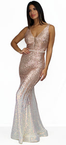 Stun and Only Gold Ombré Sequins Gown