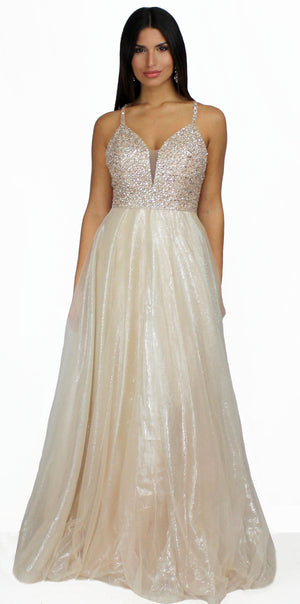 Love Spell Metallic Champagne Ball Gown