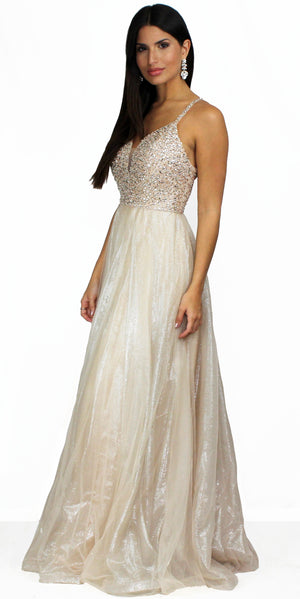 Love Spell Metallic Champagne Ball Gown