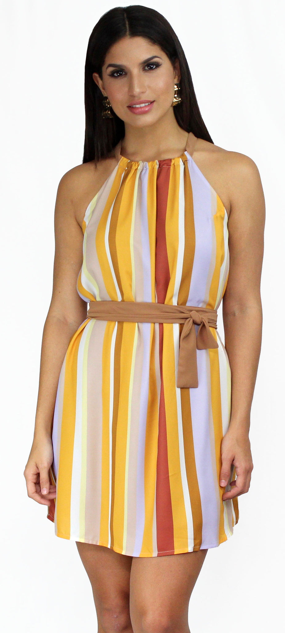 Melodic Yellow Stripes Shift Dress
