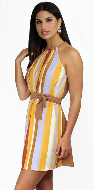 Melodic Yellow Stripes Shift Dress