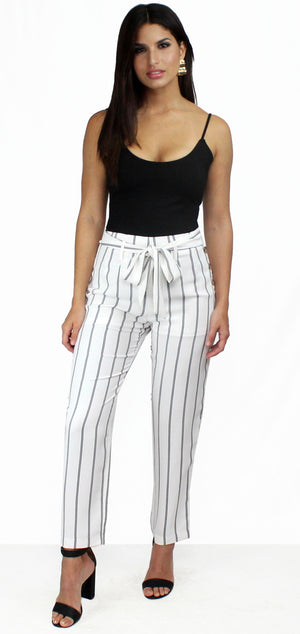 On the Road Stripes White Pants