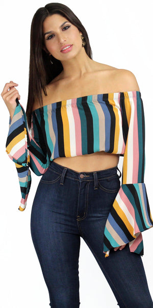 Day Dream in Stripes Off-Shoulder Top