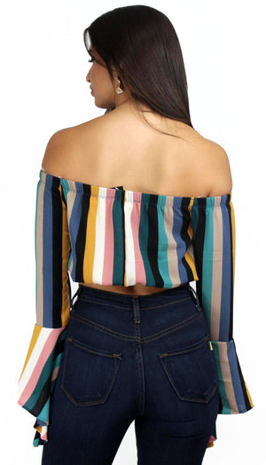 Day Dream in Stripes Off-Shoulder Top