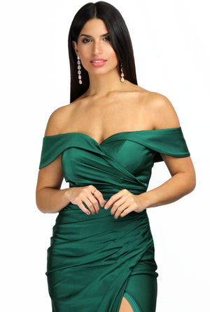 I'm Impressed Off-Shoulder Emerald Gown