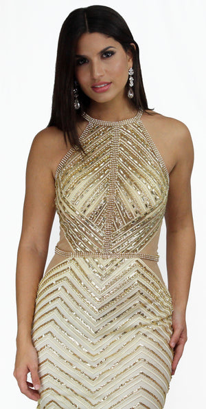 In Golden Showstopper Formal Gown