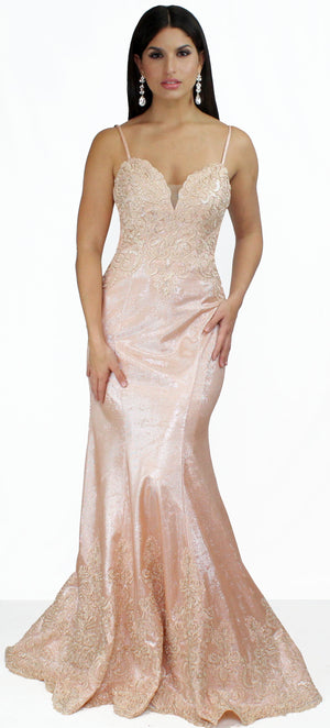 Heavenly Hues Rose Gold Lace Formal Gown