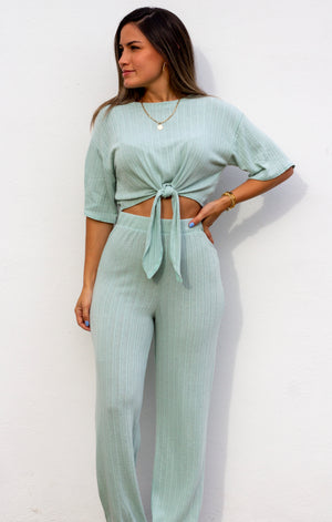 Simply Wonderful Mint Long Pants Two-Piece Set