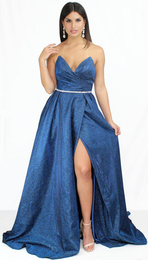 Wishful Wandering Shimmer Dark Royal Gown