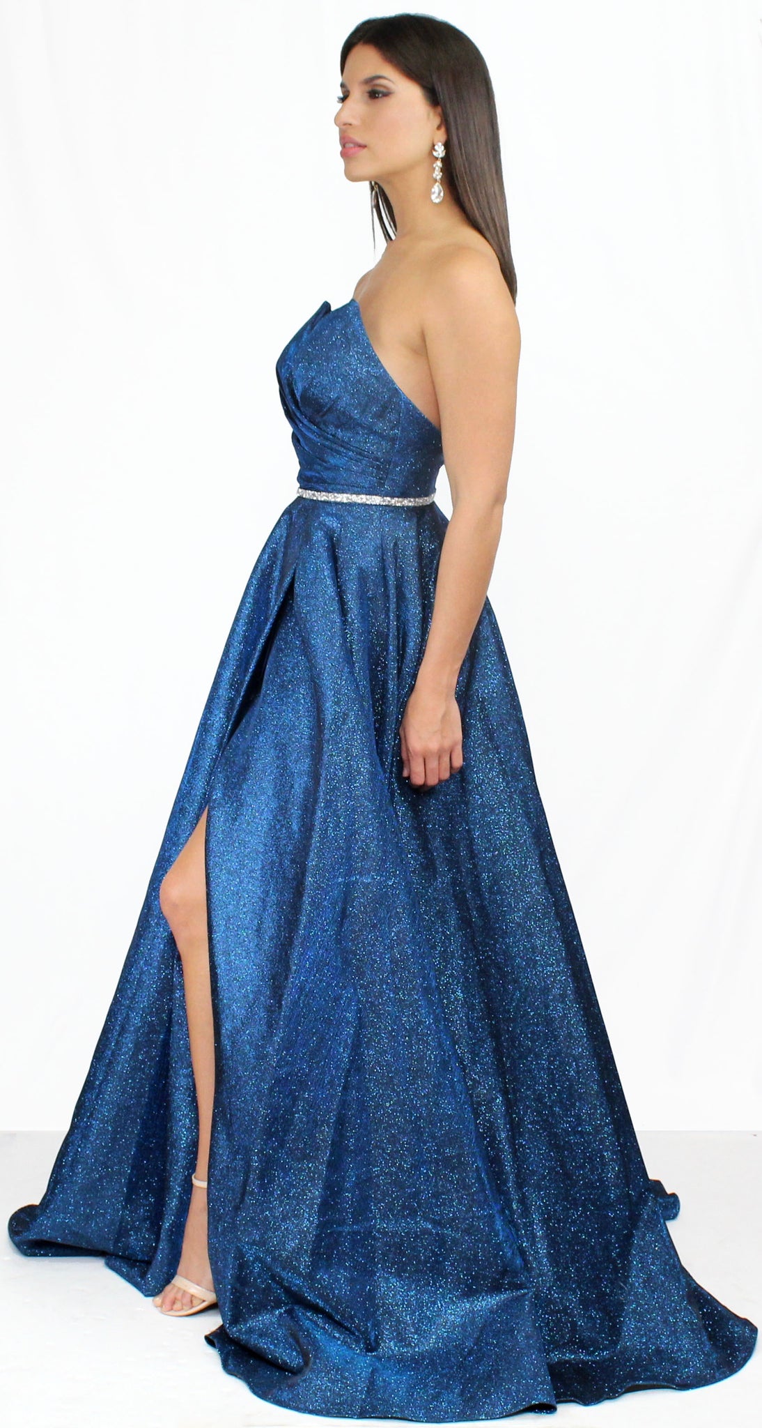 Wishful Wandering Shimmer Dark Royal Gown