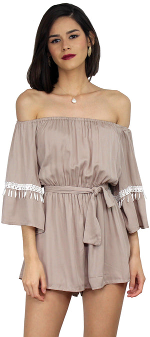 Field Day Nude Off The Shoulder Romper