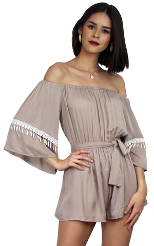 Field Day Nude Off The Shoulder Romper
