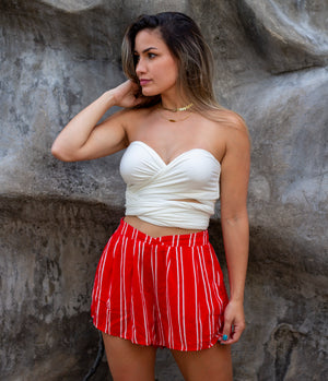 Loving Red & Lines Stripes Red Shorts